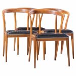 bertha schaefer for singer & sons mid century italian walnut dining chairs - set of 4