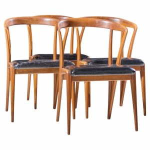 bertha schaefer for singer & sons mid century italian walnut dining chairs - set of 4