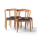 bertha schaefer for singer & sons mid century italian walnut dining chairs - set of 4