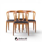 bertha schaefer for singer & sons mid century italian walnut dining chairs - set of 4