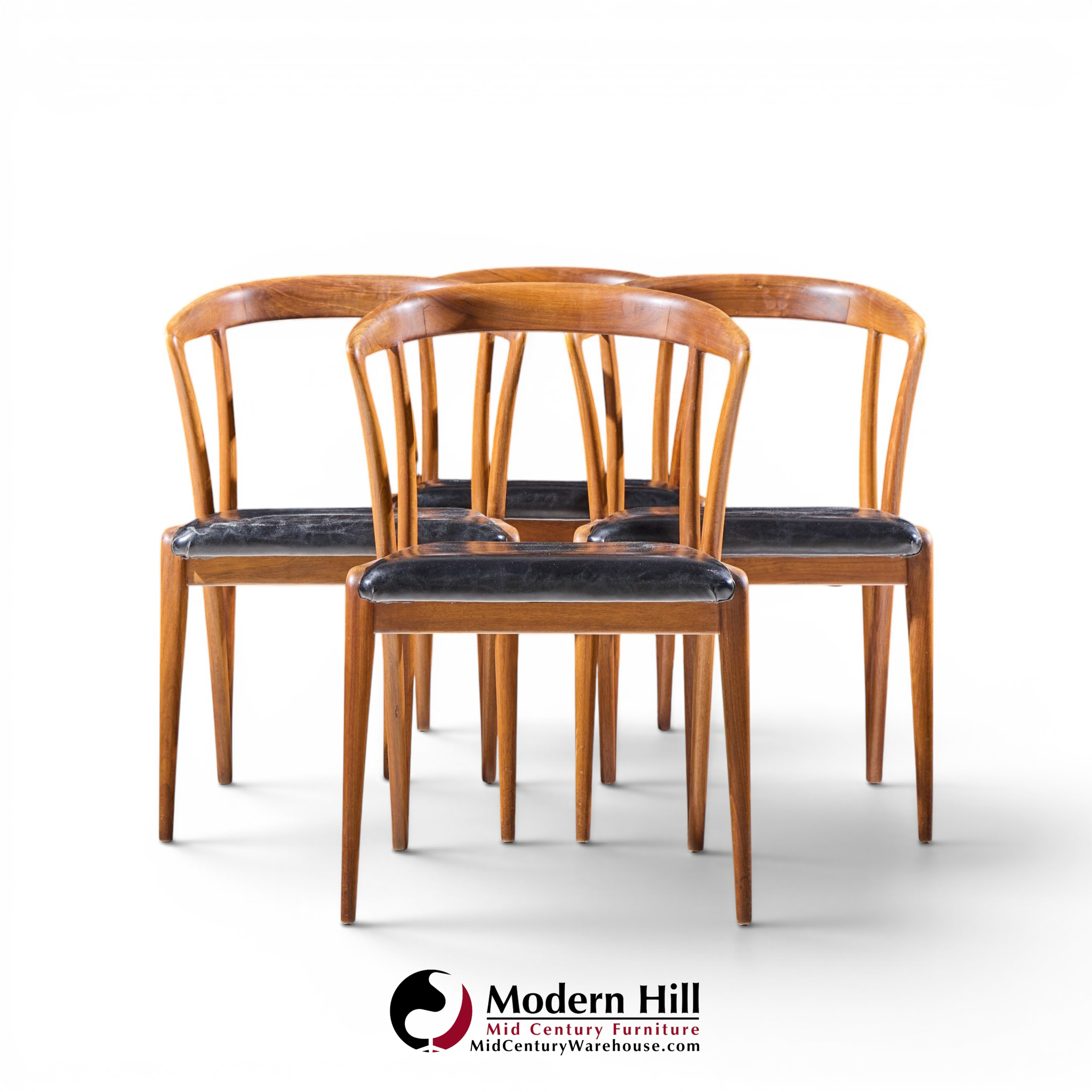 bertha schaefer for singer & sons mid century italian walnut dining chairs - set of 4