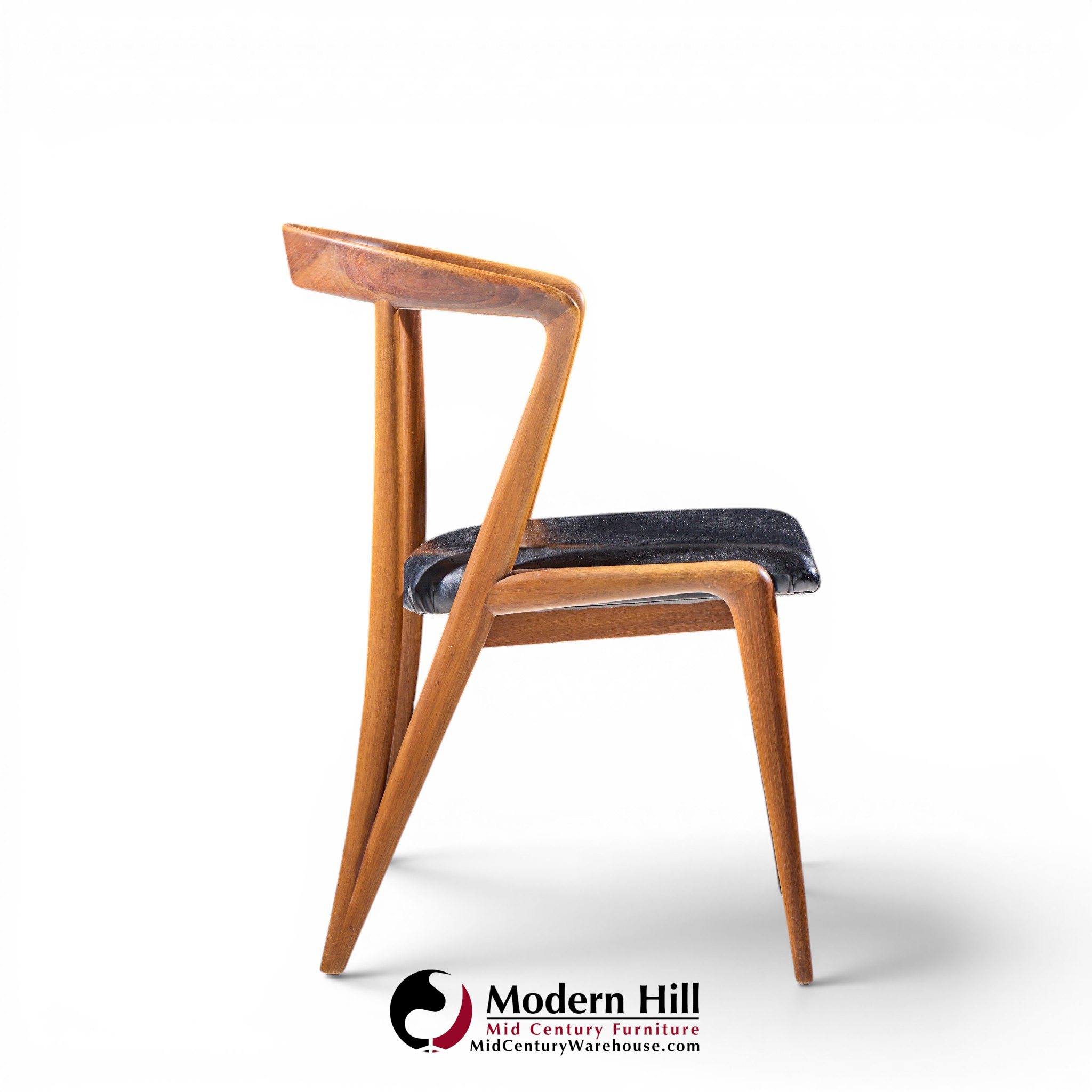 bertha schaefer for singer & sons mid century italian walnut dining chairs - set of 4