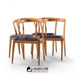 bertha schaefer for singer & sons mid century italian walnut dining chairs - set of 4