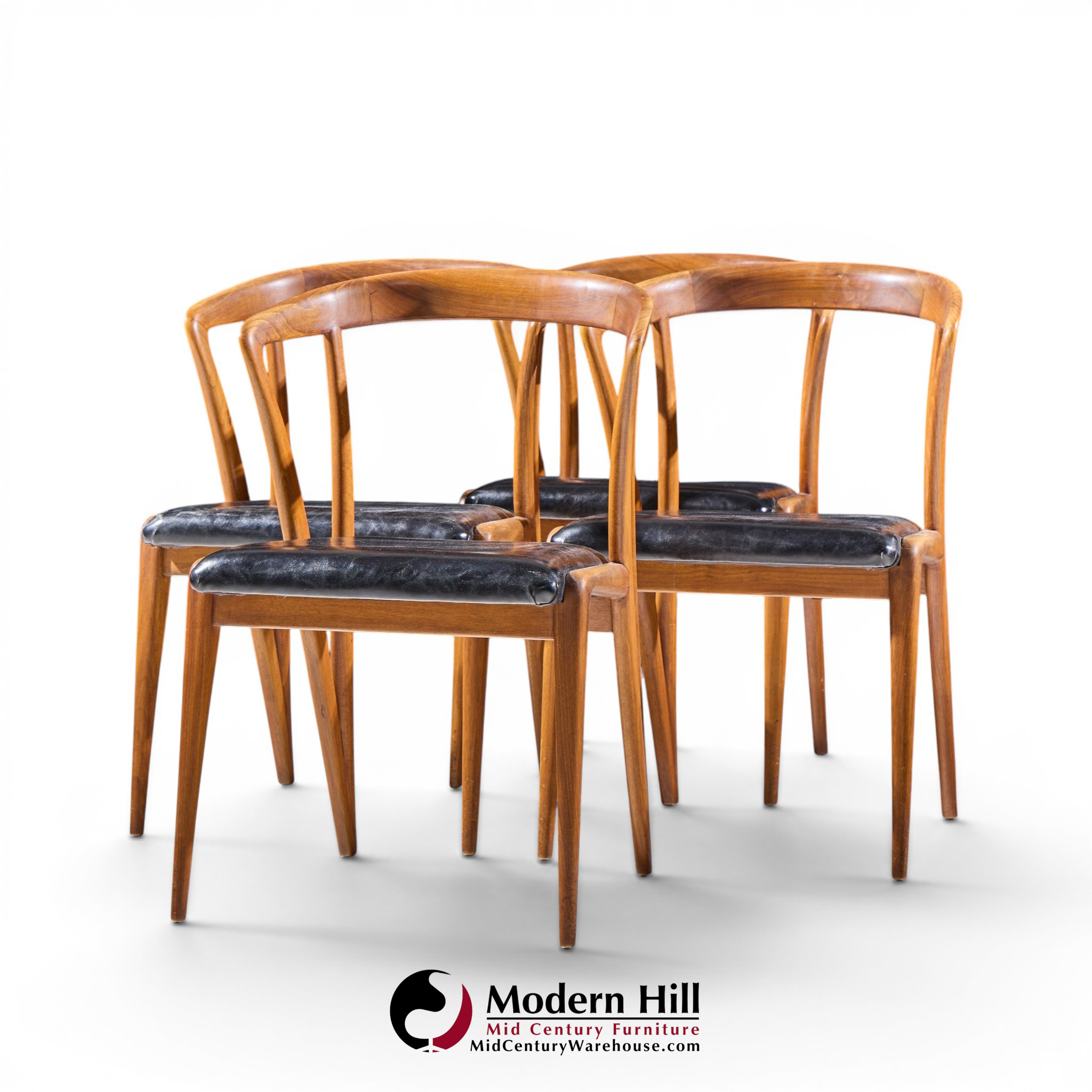 bertha schaefer for singer & sons mid century italian walnut dining chairs - set of 4