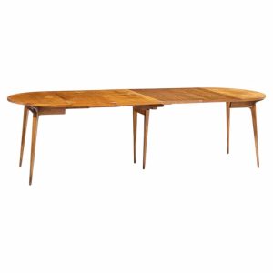 bertha schaefer for singer and sons mid century walnut dining table with 4 leaves