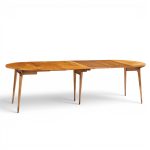 bertha schaefer for singer and sons mid century walnut dining table with 4 leaves