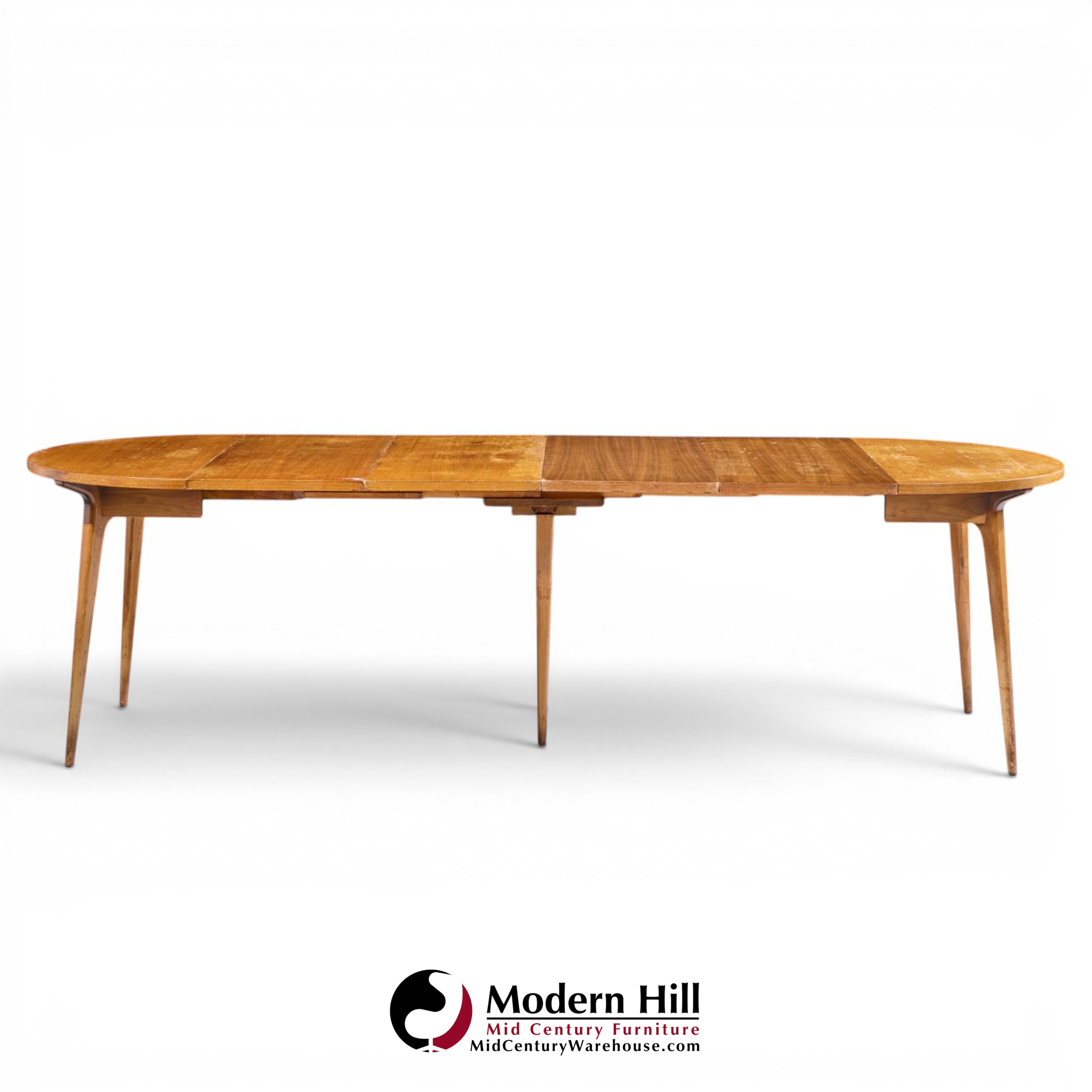 bertha schaefer for singer and sons mid century walnut dining table with 4 leaves