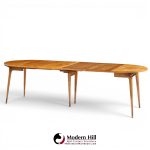 bertha schaefer for singer and sons mid century walnut dining table with 4 leaves