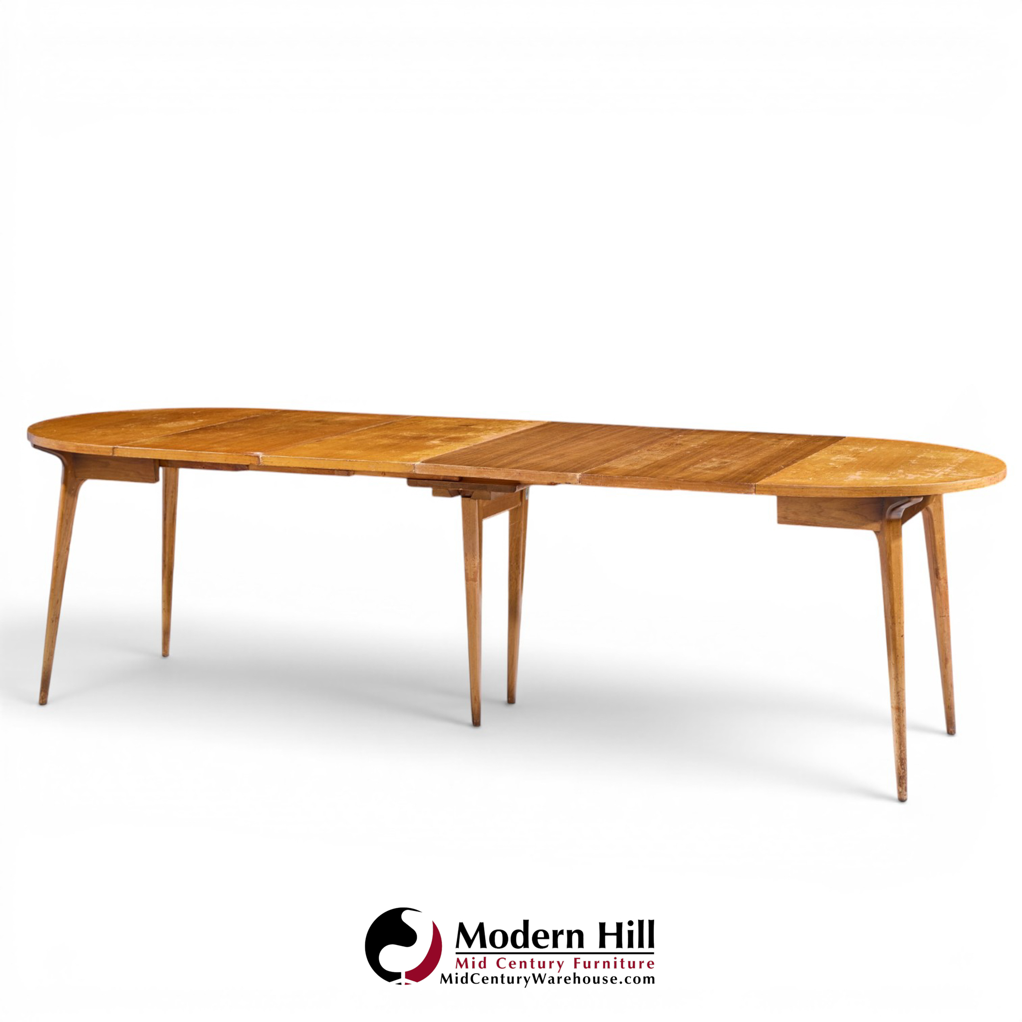 bertha schaefer for singer and sons mid century walnut dining table with 4 leaves