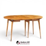 bertha schaefer for singer and sons mid century walnut dining table with 4 leaves
