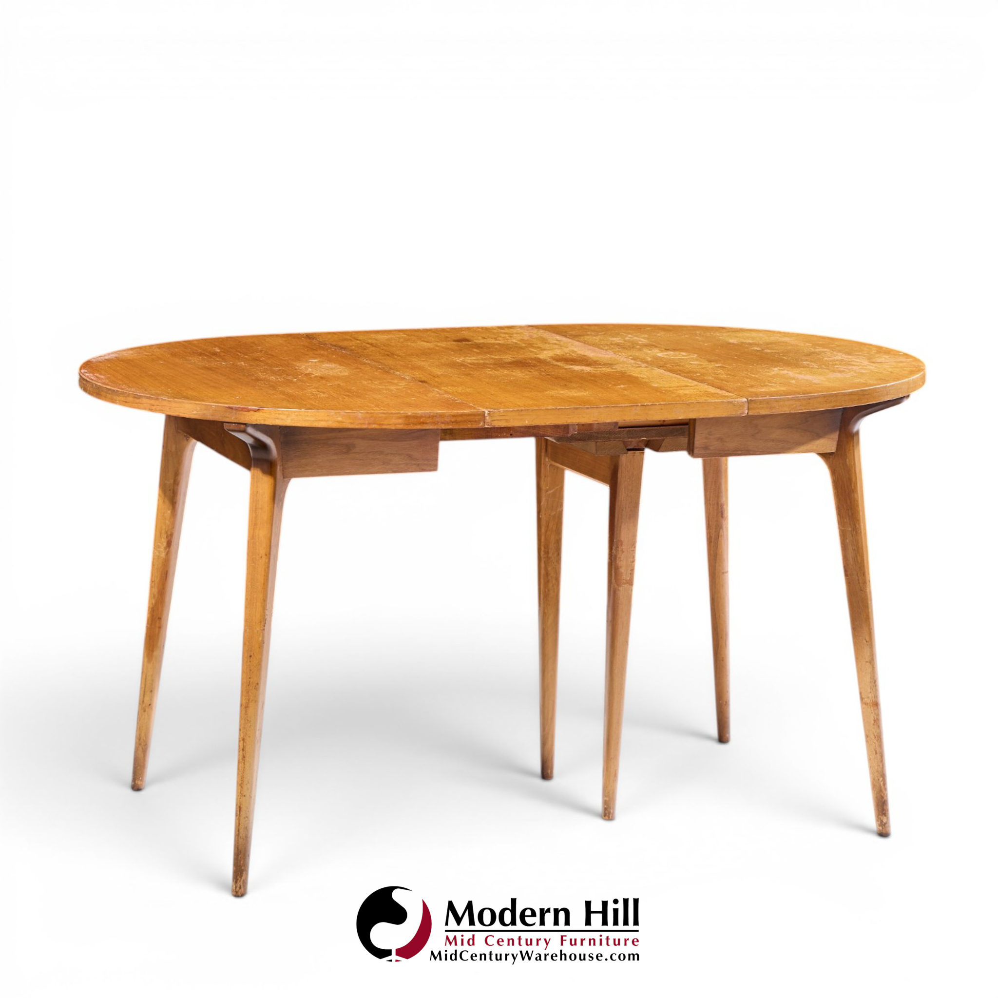 bertha schaefer for singer and sons mid century walnut dining table with 4 leaves