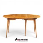 bertha schaefer for singer and sons mid century walnut dining table with 4 leaves