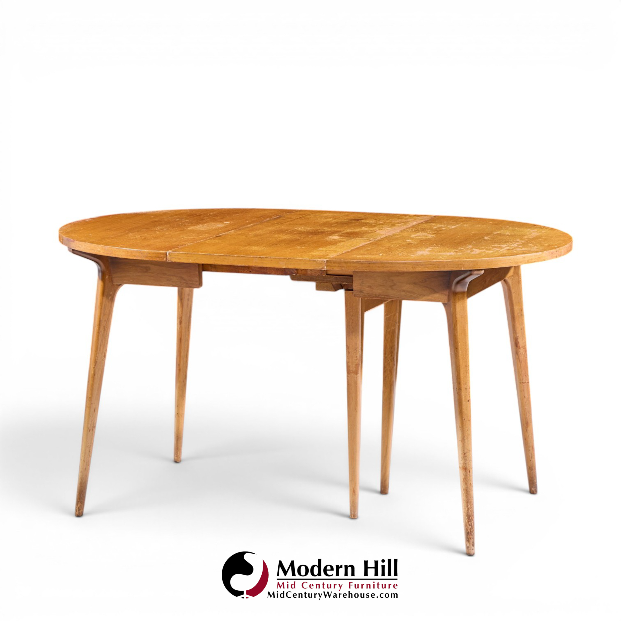 bertha schaefer for singer and sons mid century walnut dining table with 4 leaves