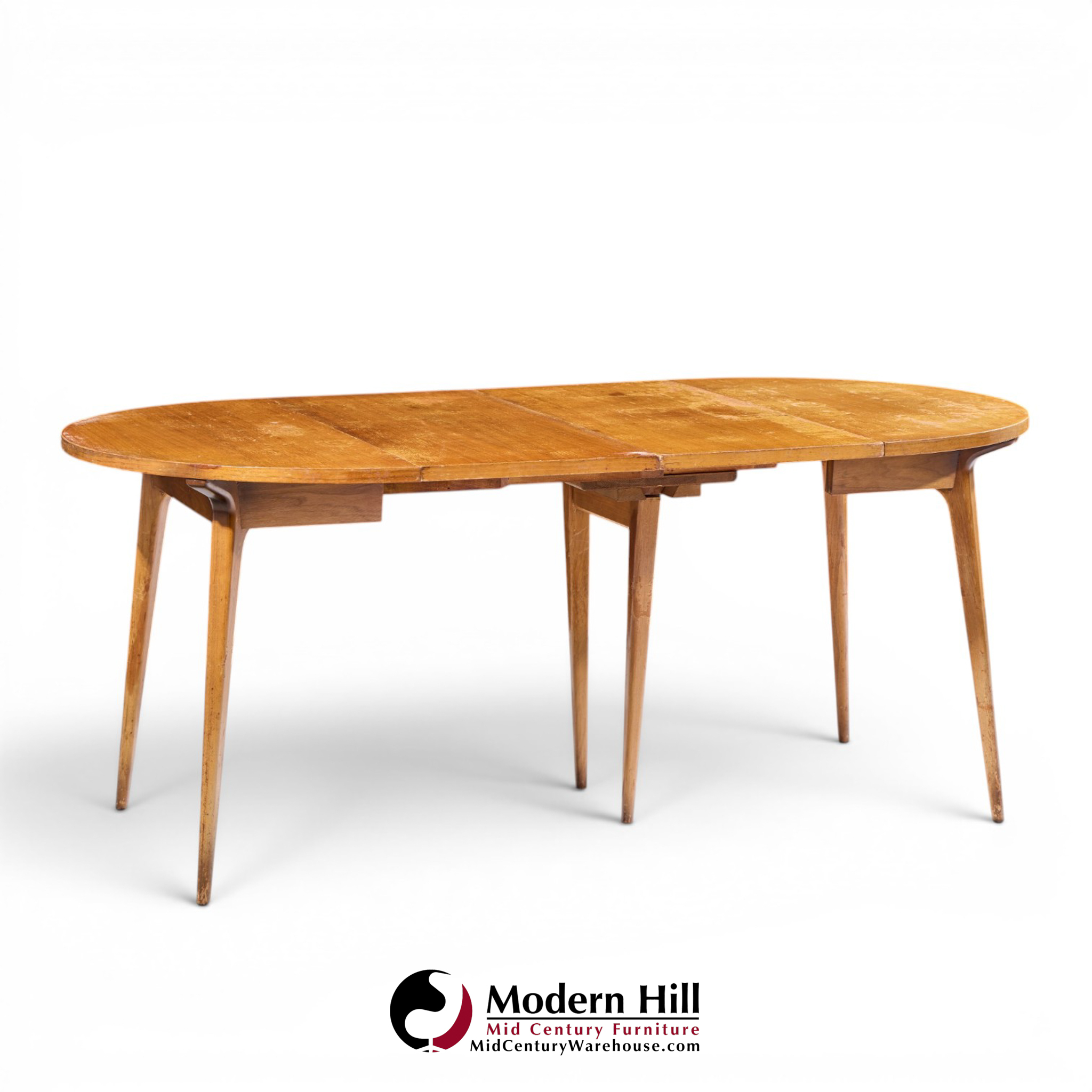 bertha schaefer for singer and sons mid century walnut dining table with 4 leaves