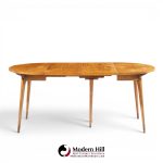 bertha schaefer for singer and sons mid century walnut dining table with 4 leaves