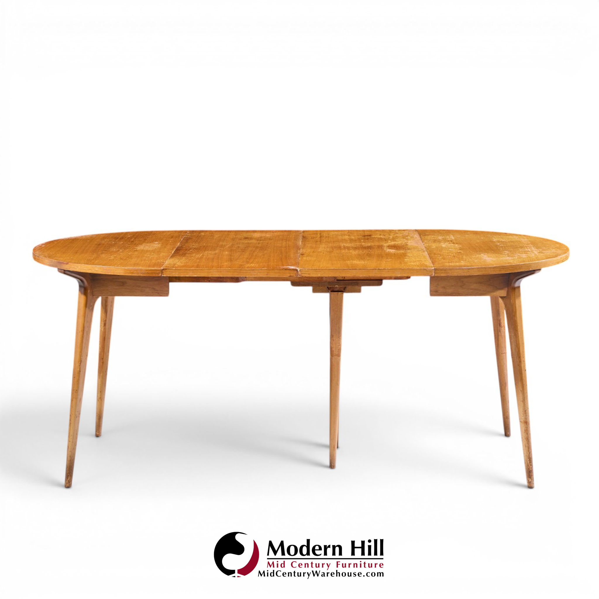 bertha schaefer for singer and sons mid century walnut dining table with 4 leaves