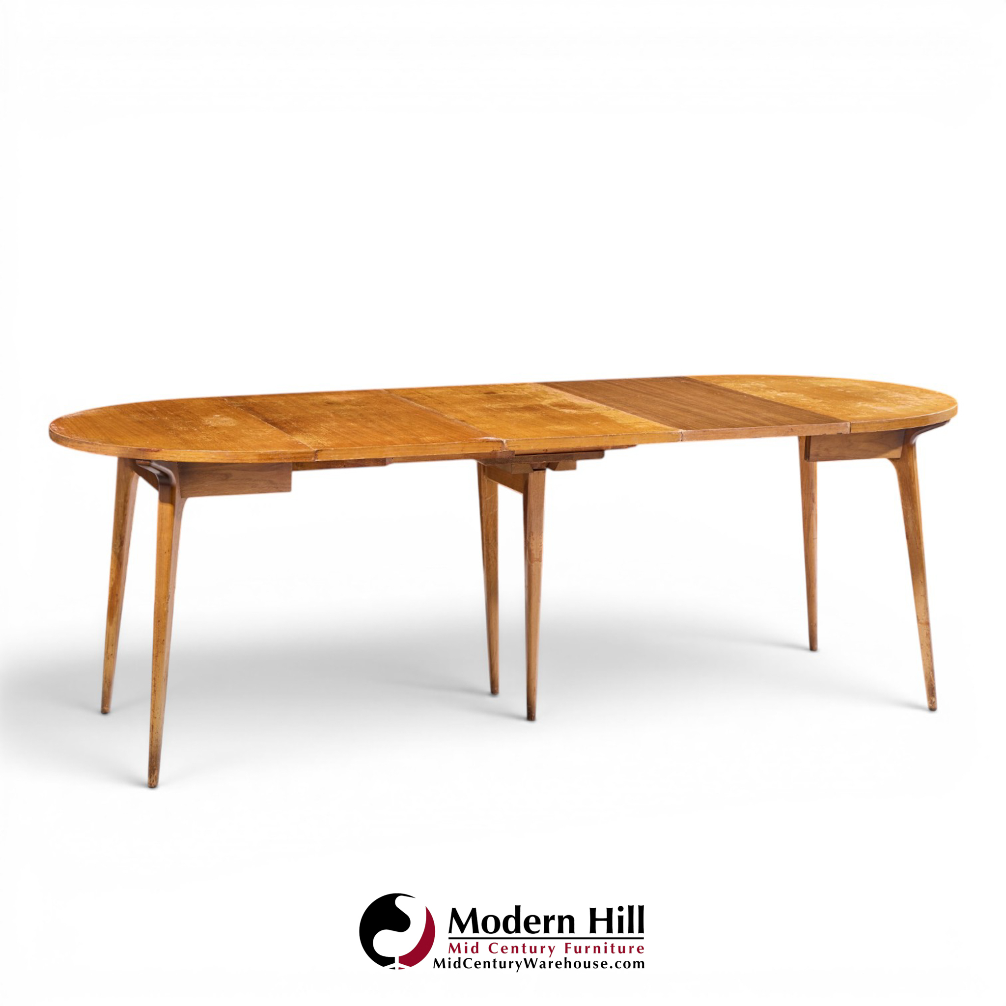 bertha schaefer for singer and sons mid century walnut dining table with 4 leaves