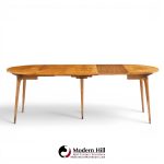 bertha schaefer for singer and sons mid century walnut dining table with 4 leaves