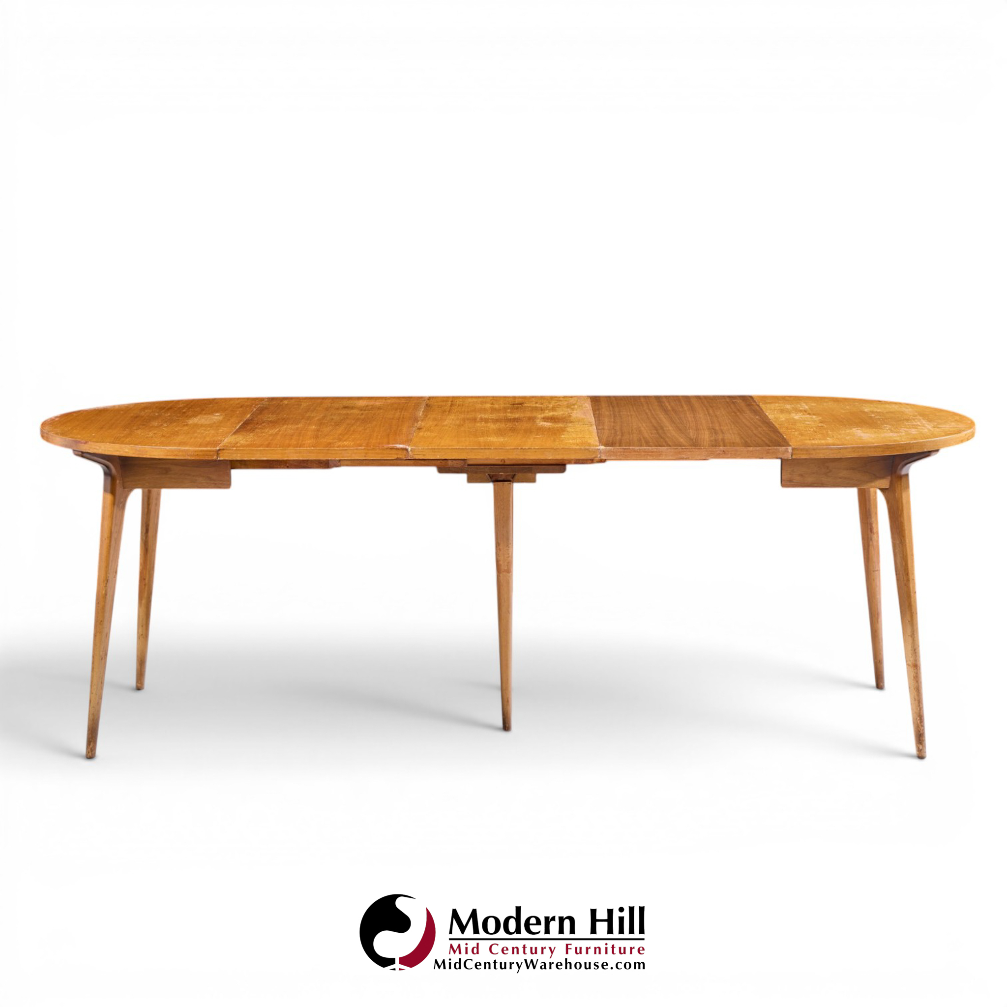 bertha schaefer for singer and sons mid century walnut dining table with 4 leaves
