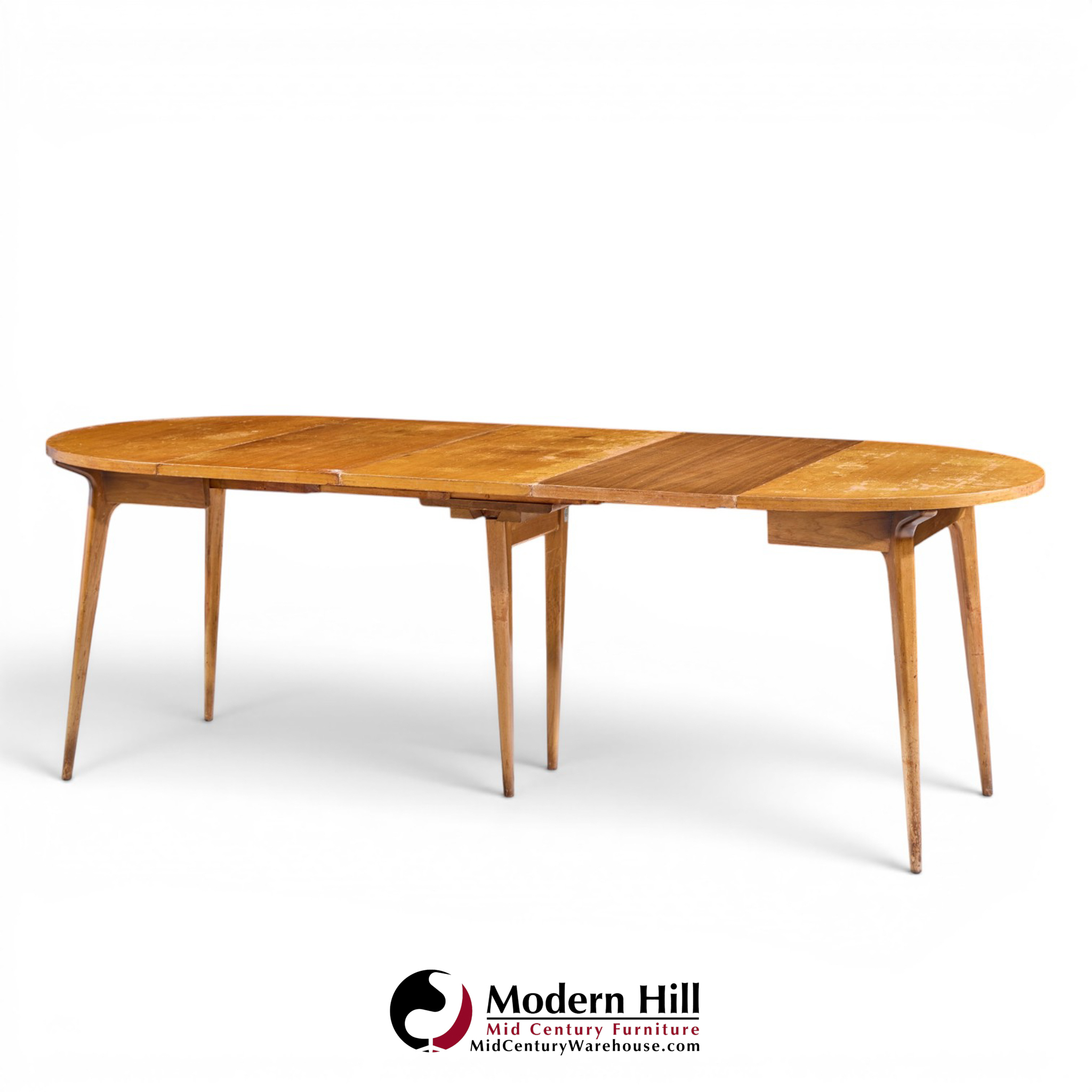 bertha schaefer for singer and sons mid century walnut dining table with 4 leaves