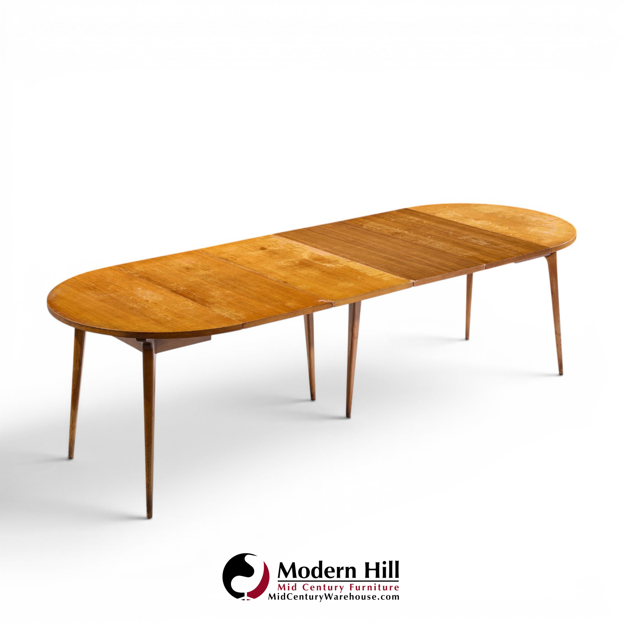 bertha schaefer for singer and sons mid century walnut dining table with 4 leaves
