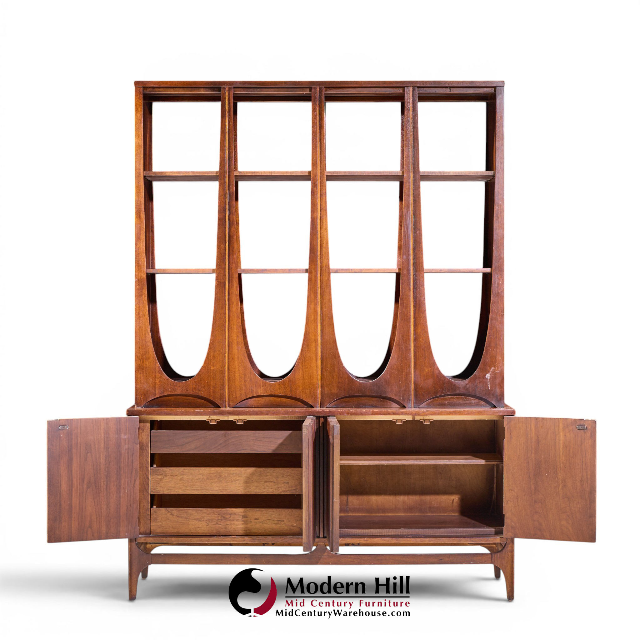 broyhill brasilia mid century walnut room divider