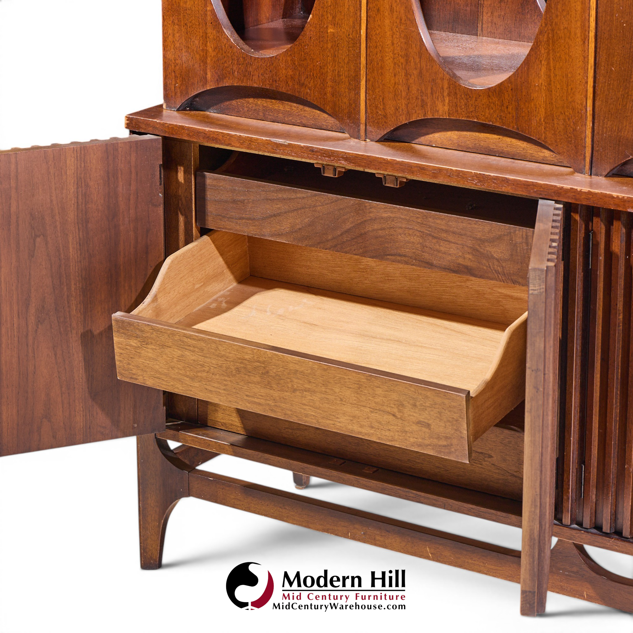 broyhill brasilia mid century walnut room divider