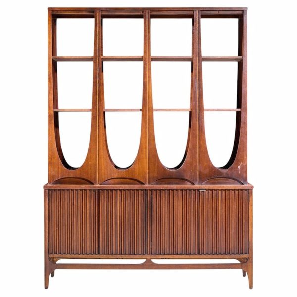 broyhill brasilia mid century walnut room divider