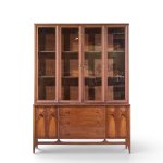 broyhill brasilia mid century walnut and brass credenza and hutch
