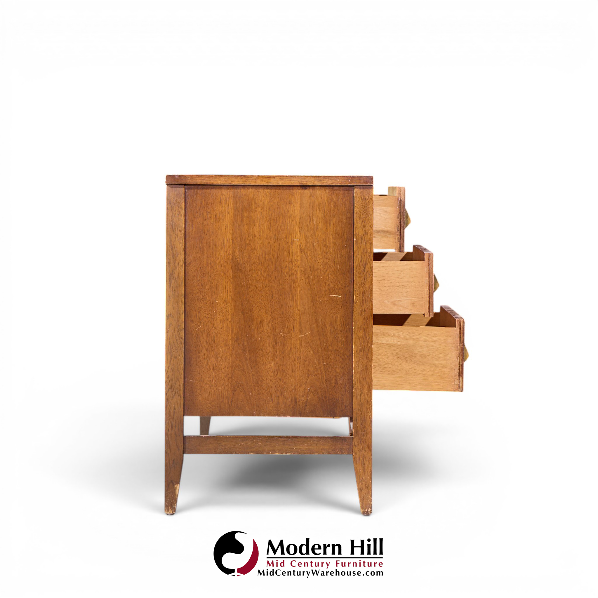 broyhill brasilia mid century walnut and brass credenza and hutch