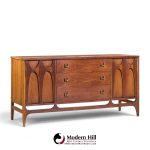 broyhill brasilia mid century walnut and brass credenza and hutch