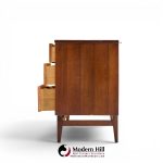 broyhill brasilia mid century walnut and brass lowboy 9 drawer dresser