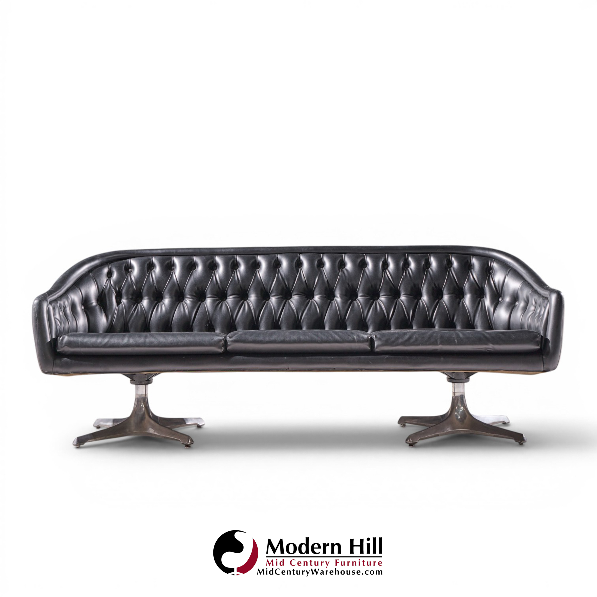 chromcraft mid century tufted sofa