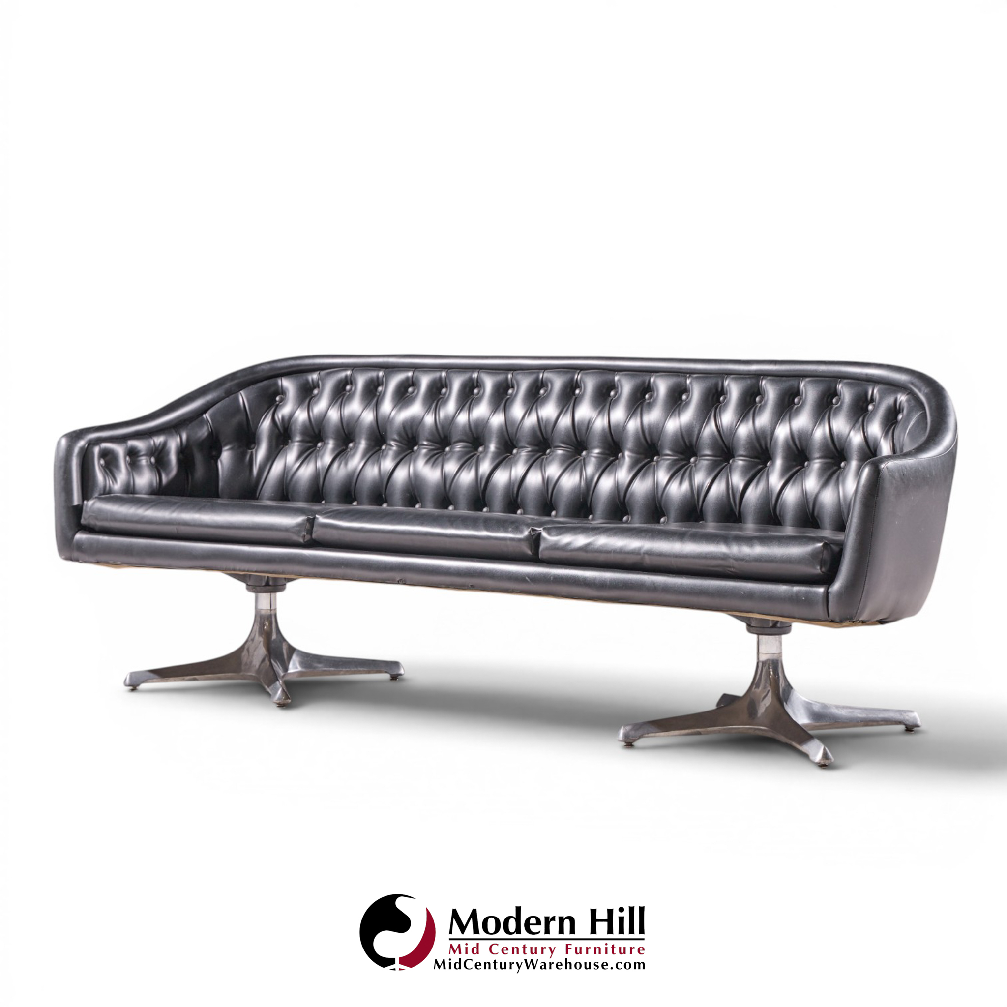 chromcraft mid century tufted sofa