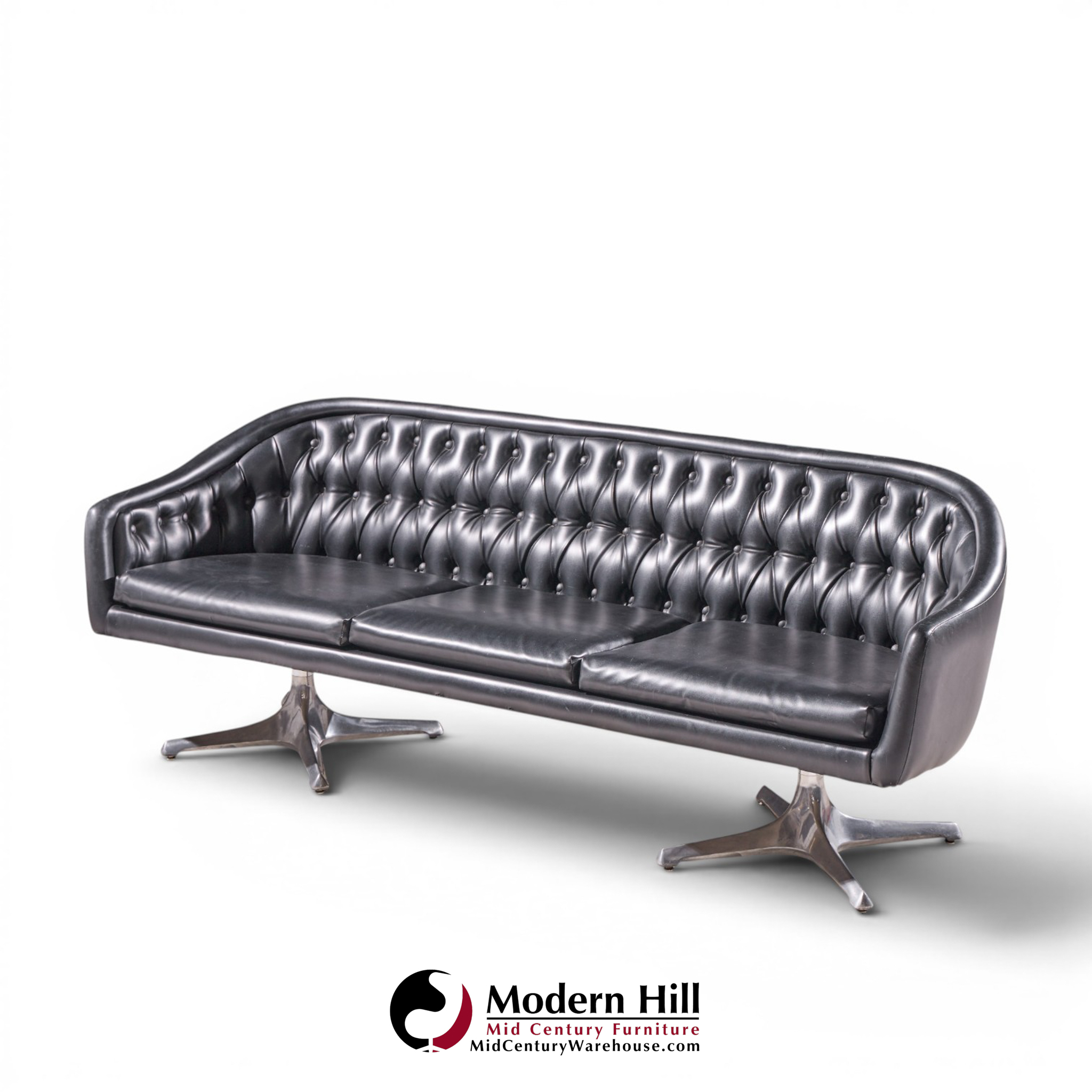 chromcraft mid century tufted sofa