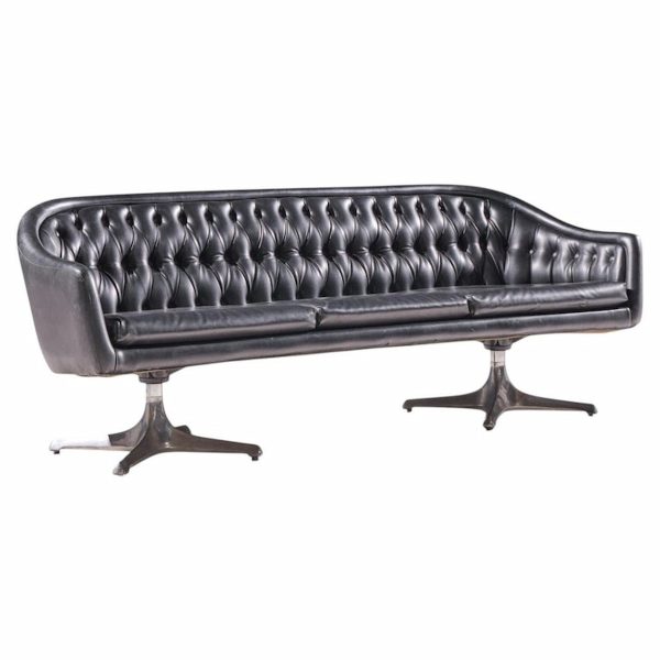 chromcraft mid century tufted sofa
