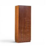 directional mid century walnut and chrome armoire dresser