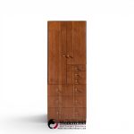directional mid century walnut and chrome armoire dresser