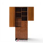 directional mid century walnut and chrome armoire dresser