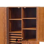 directional mid century walnut and chrome armoire dresser