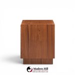 directional mid century walnut and chrome nightstands - pair