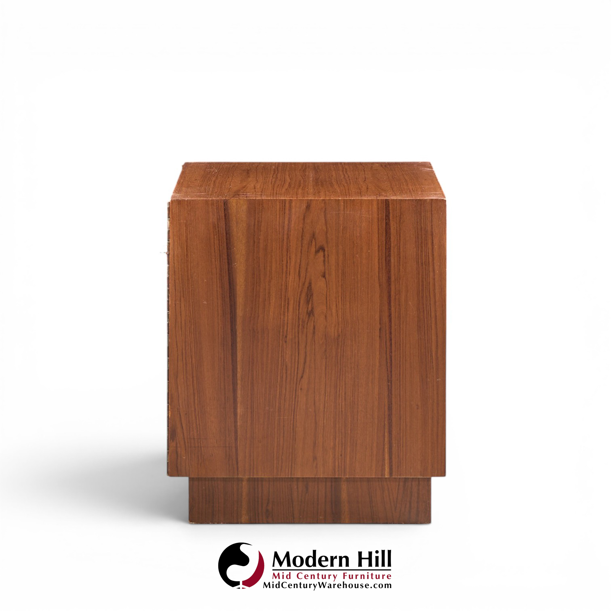 directional mid century walnut and chrome nightstands - pair