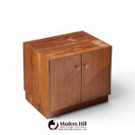 directional mid century walnut and chrome nightstands - pair