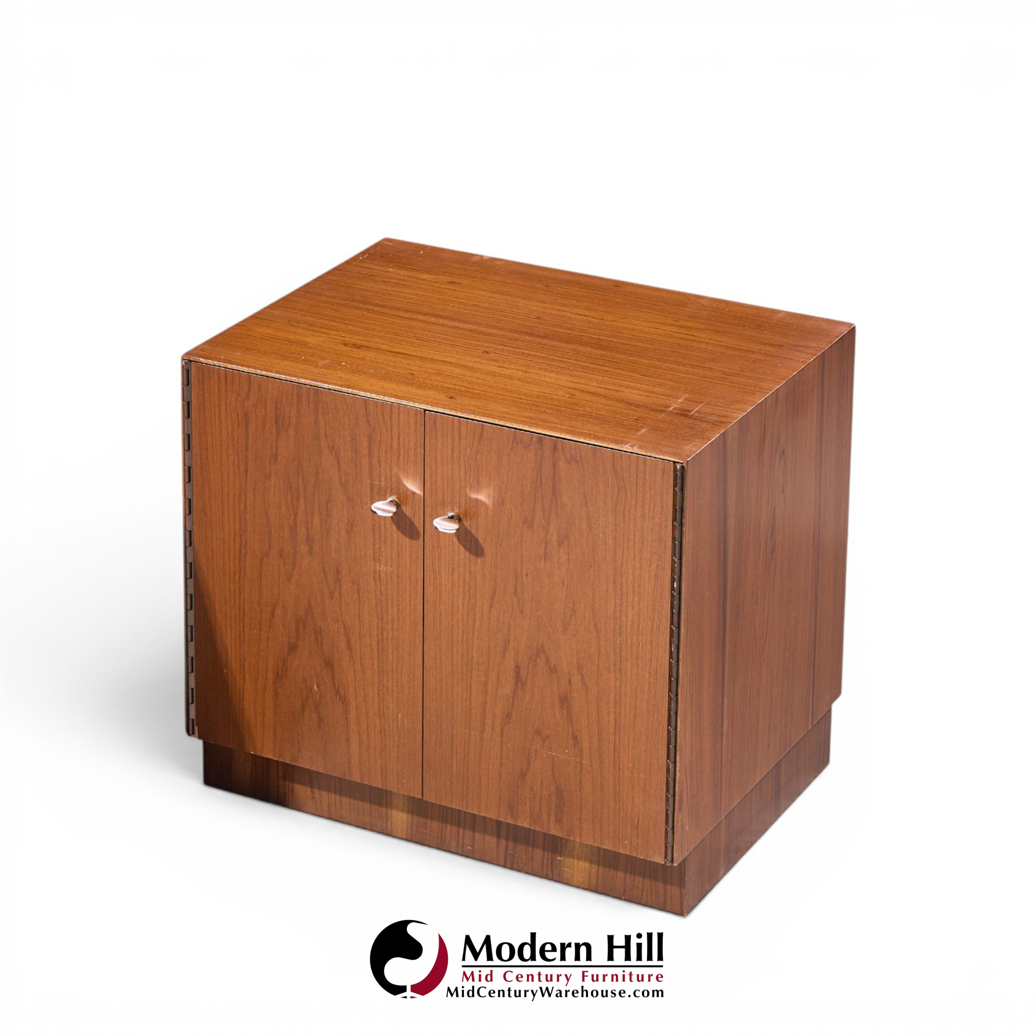 directional mid century walnut and chrome nightstands - pair