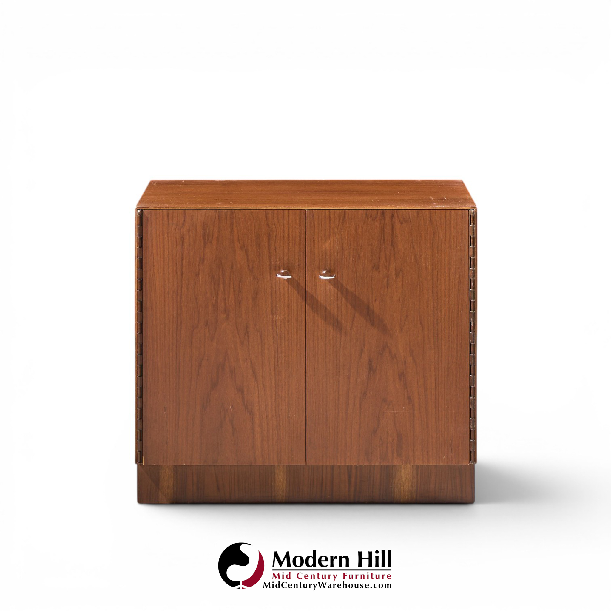 directional mid century walnut and chrome nightstands - pair