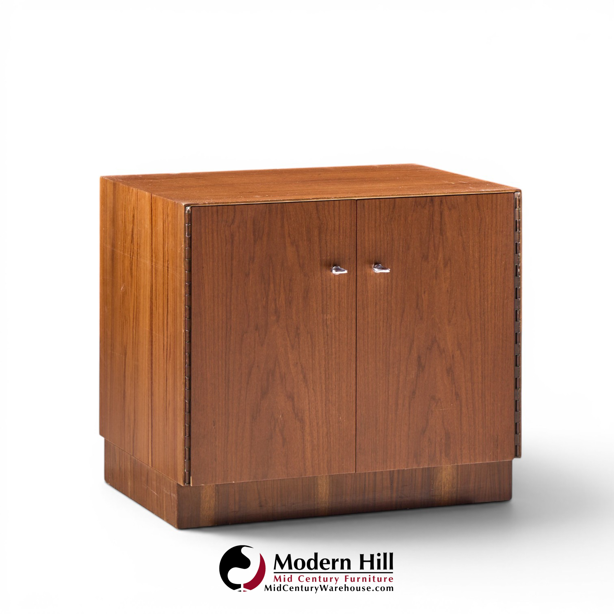 directional mid century walnut and chrome nightstands - pair