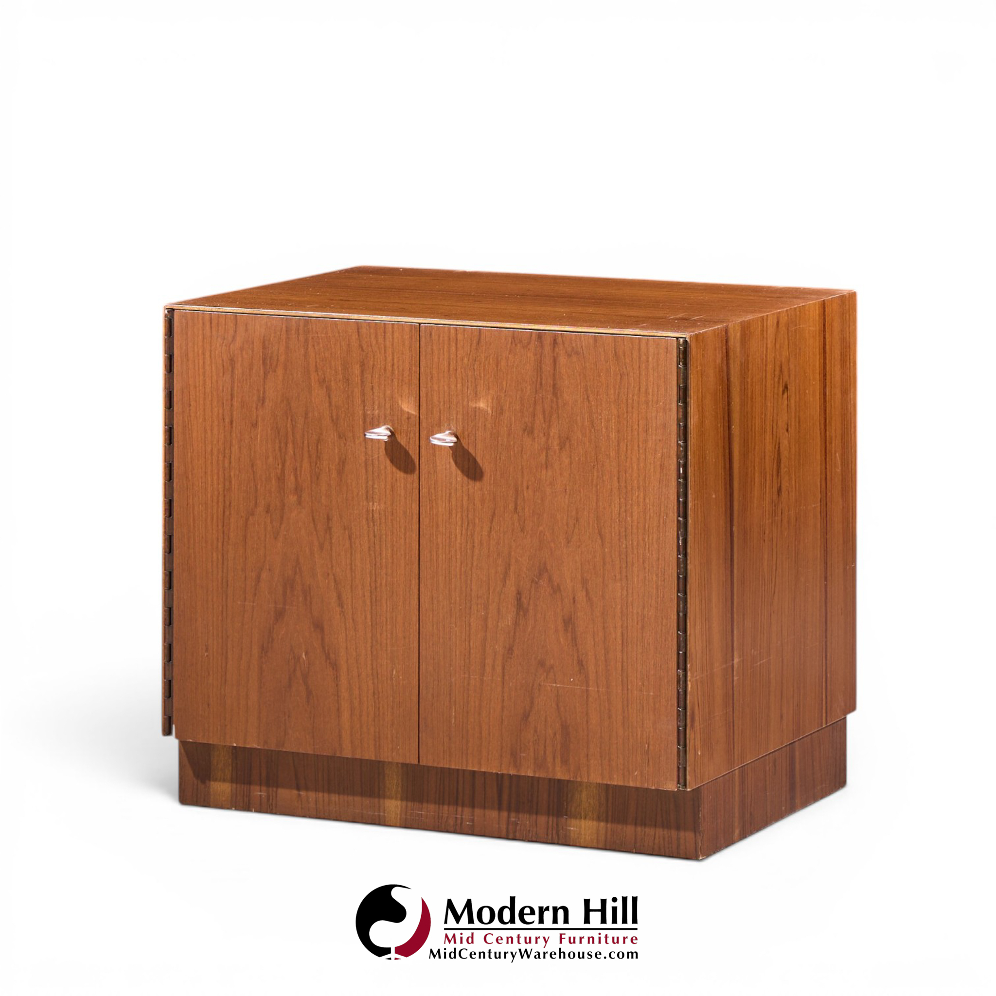 directional mid century walnut and chrome nightstands - pair