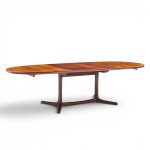 dyrlund style mid century danish rosewood expanding dining table with 2 leaves