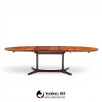 dyrlund style mid century danish rosewood expanding dining table with 2 leaves