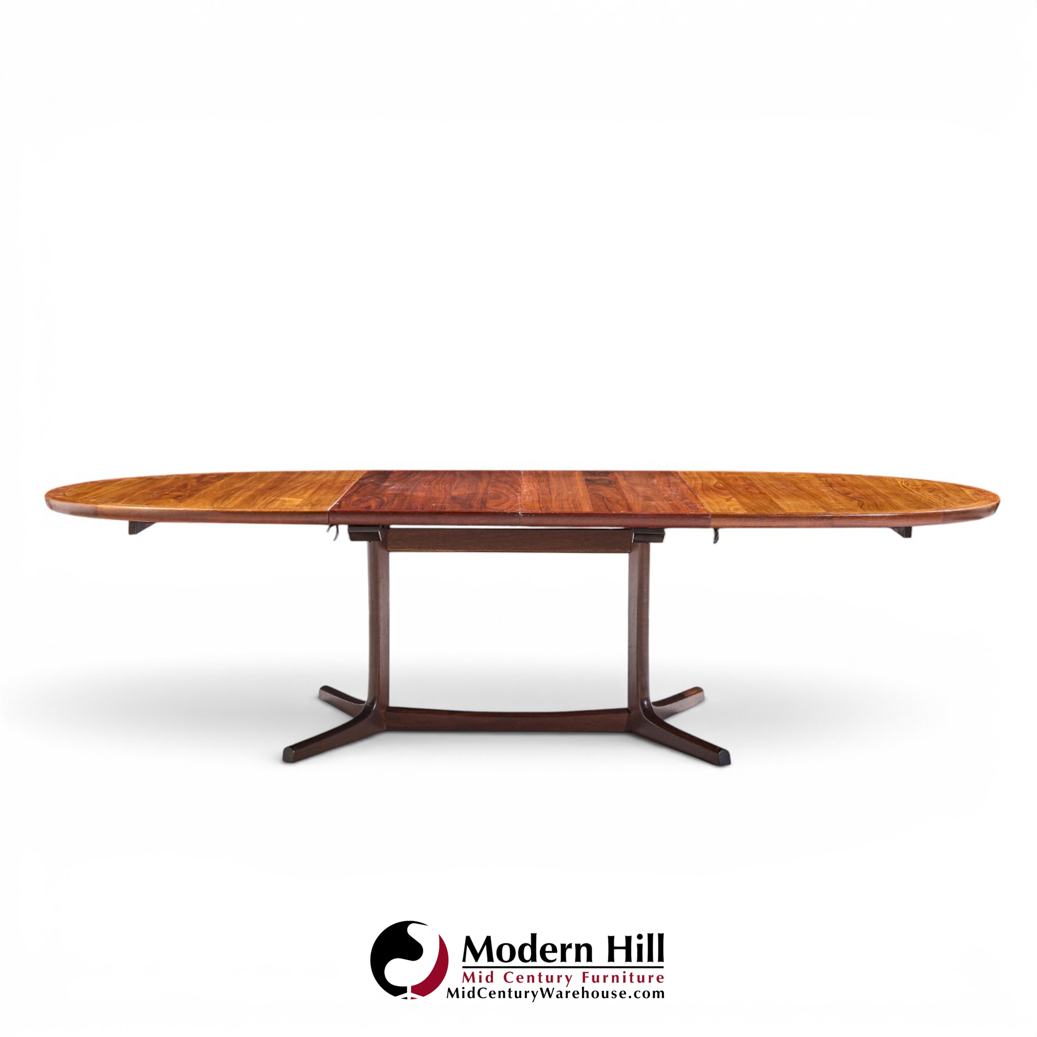 dyrlund style mid century danish rosewood expanding dining table with 2 leaves